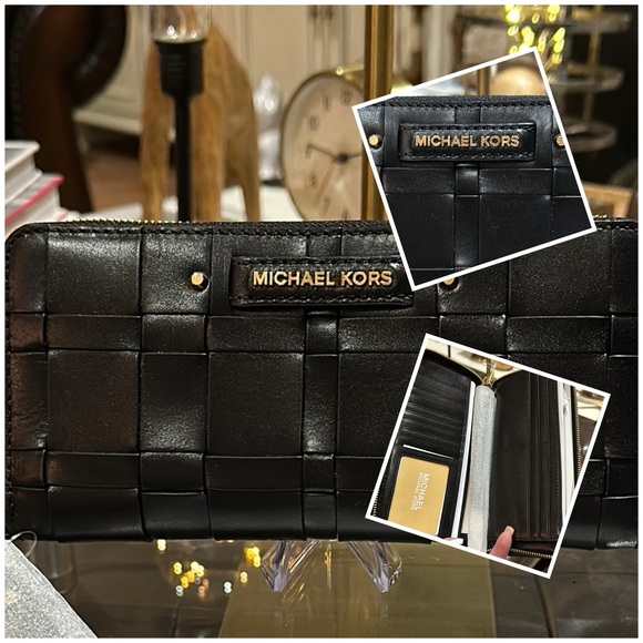 Authentic MICHAEL Michael Kors "Vivian" Travel Continental Basket Weave Wallet - Picture 1 of 13